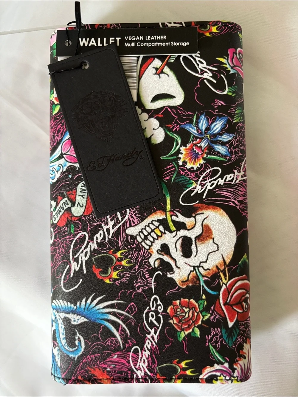 Ed Hardy Tattoo-Print Wallet Clutch